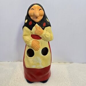Vtg Baba Yaga Witch Kitchen Utensil Holder Ceramic Hand Painted Shelf Sitter